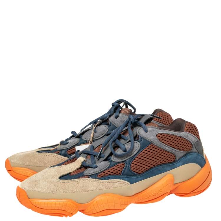 مملوكة مسبقًا Yeezy x Adidas Multicolor Mesh And Suede 500 Enflame Sneakers Size 45 1/3