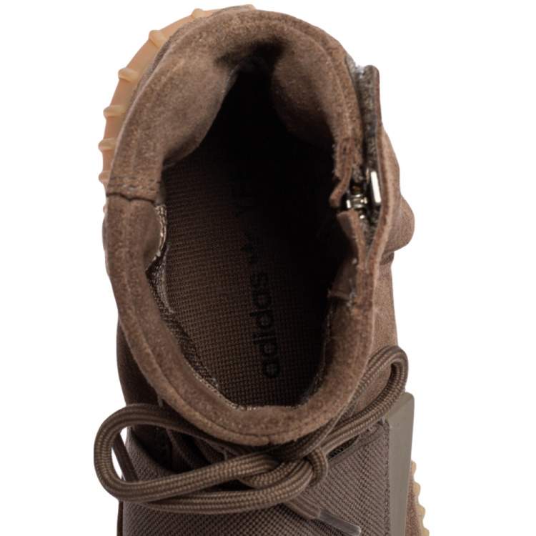 Pre Owned Yeezy x Adidas Boost 750 Brown Suede Glow In The Dark High Top Sneakers Size 38 2/3