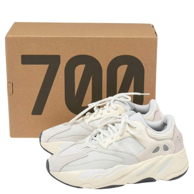 Pre Owned Yeezy x Adidas White Leather, Suede And Mesh Boost 700 Analog Sneakers Size 40