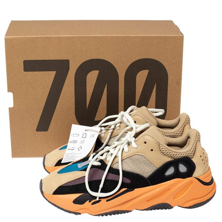 Pre Owned Yeezy x Adidas Multicolor Mesh And Suede Boost 700 Enflame Amber Sneakers Size 40 2/3
