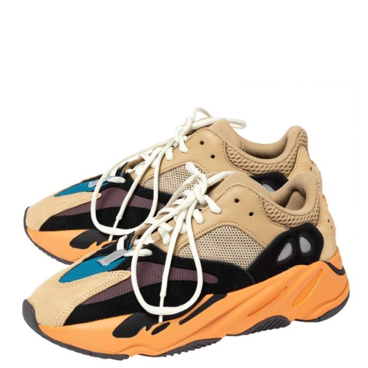 Pre Owned Yeezy x Adidas Multicolor Mesh And Suede Boost 700 Enflame Amber Sneakers Size 40 2/3