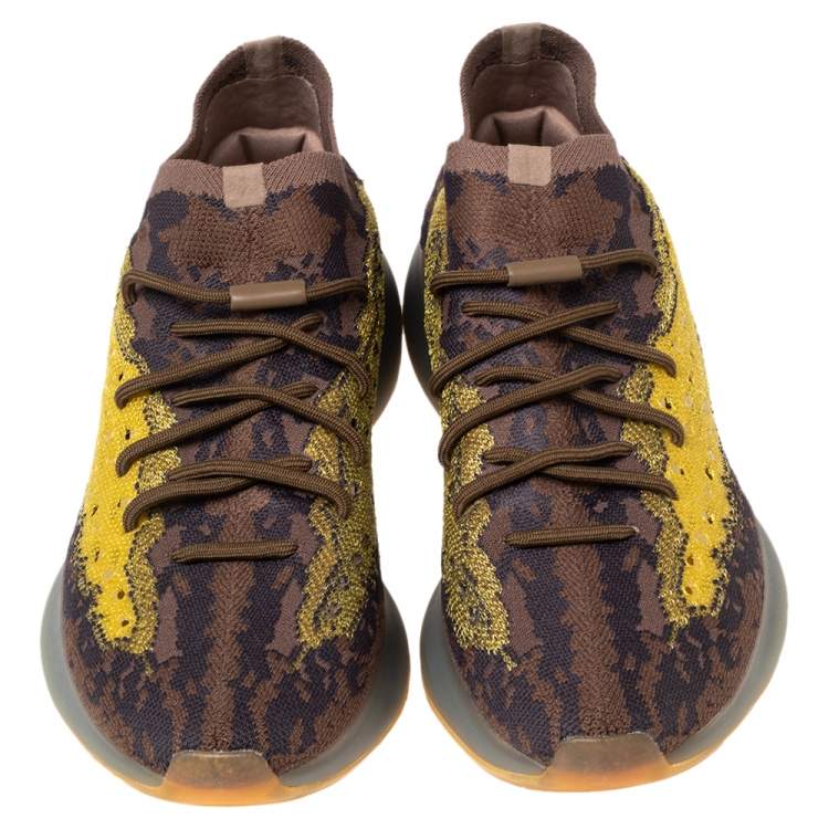 Pre Owned Yeezy x adidas Brown/Yellow Knit Fabric Boost 380 LMNTE Sneakers Size 46