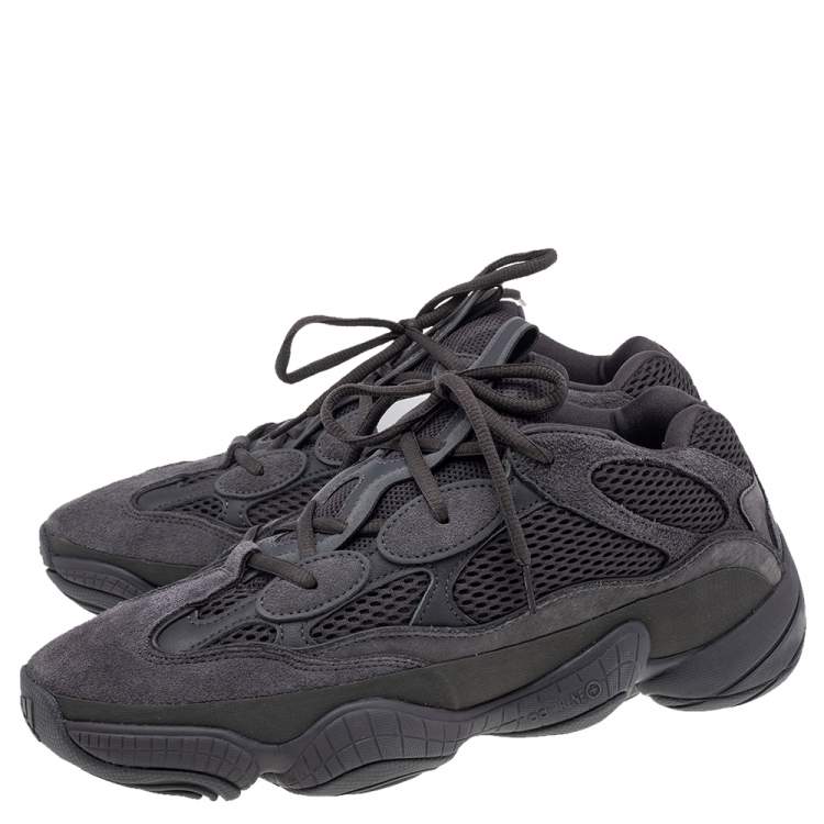 Pre Owned Yeezy x Adidas Grey Leather, Suede, And Mesh Yeezy 500 Utility Low Top Sneakers Size 46