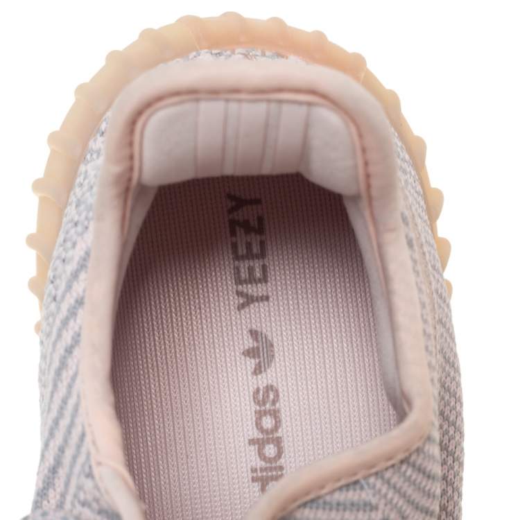 Pre Owned Yeezy x Adidas Pink/Grey Knit Fabric Boost 350 V2 Synth Non-Reflective Sneakers Size 43 1/3