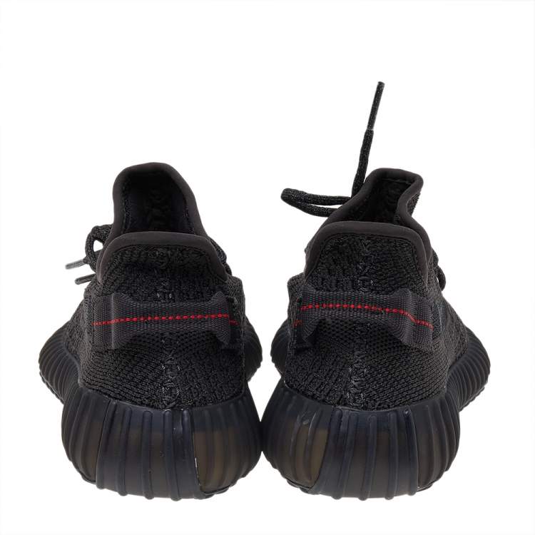 Pre Owned Yeezy x adidas Black Knit Fabric Boost 350 V2 Static Reflective Low Top Sneakers Size 39