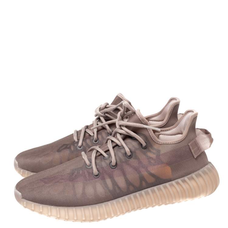 Pre Owned Yeezy x Adidas Beige Mesh 350 V2 Mono Mist Low Top Sneakers Size FR 45 ⅓