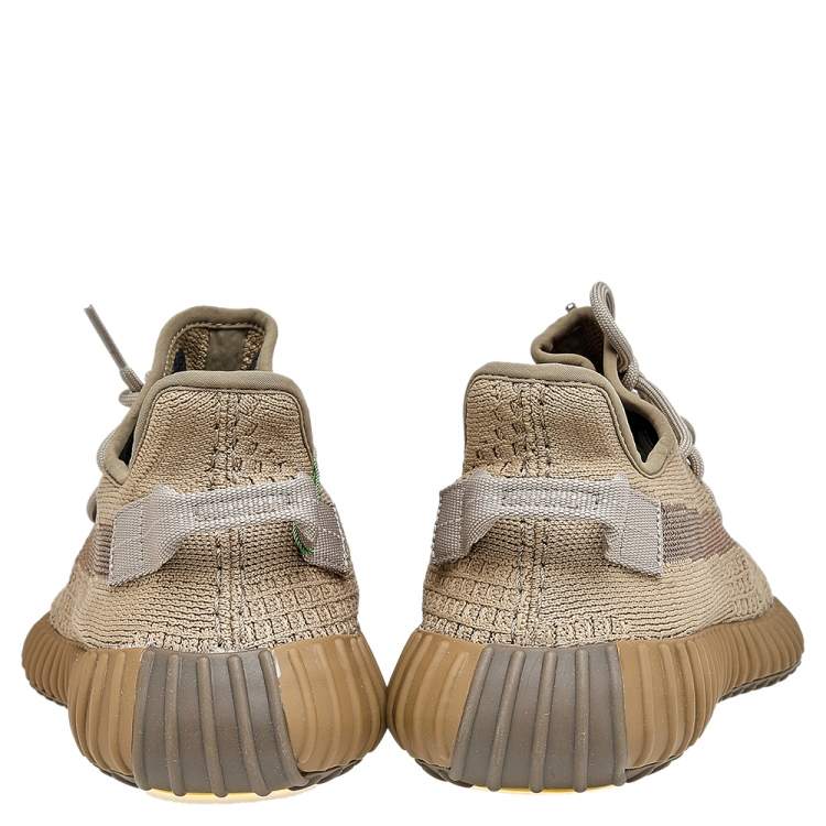 Pre Owned Yeezy x Adidas Brown Knit Fabric Boost 350 V2 Earth Sneakers Size 41 1/3