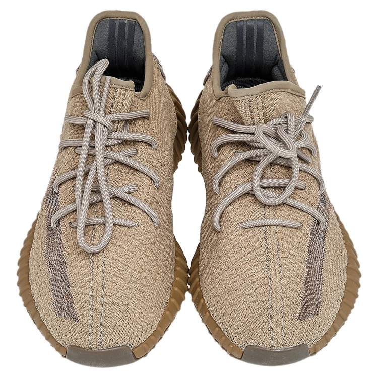 Pre Owned Yeezy x Adidas Brown Knit Fabric Boost 350 V2 Earth Sneakers Size 41 1/3