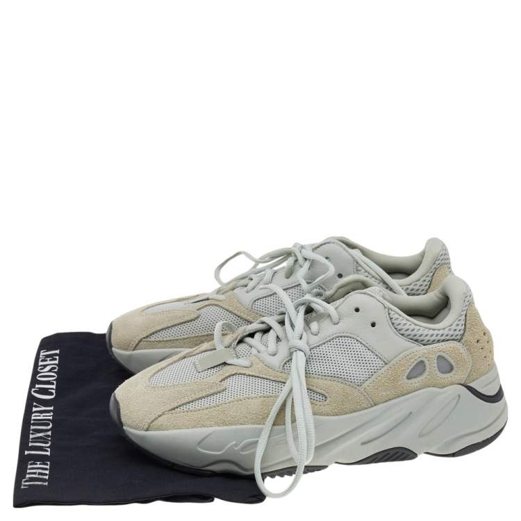 Pre Owned Yeezy x Adidas Grey Mesh And Suede Boost 700 Salt Sneakers Size 42