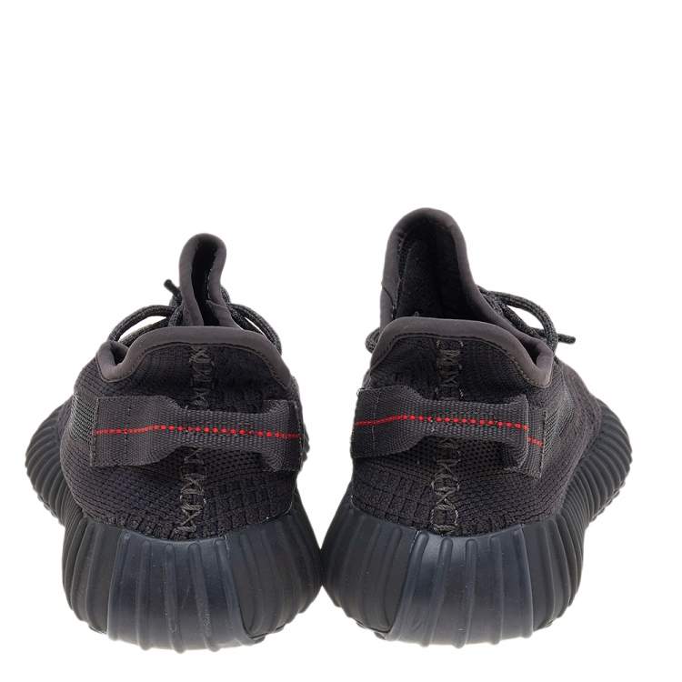 Pre Owned Yeezy x Adidas Black Knit Fabric Boost 350 V2 Static Reflective Low Top Sneakers Size 39 1/3