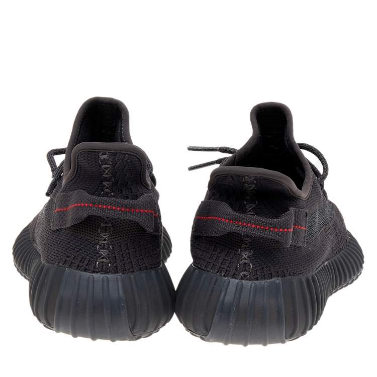 Pre Owned Yeezy x Adidas Black Knit Fabric Boost 350 V2 Static Reflective Low Top Sneakers Size 43 1/3