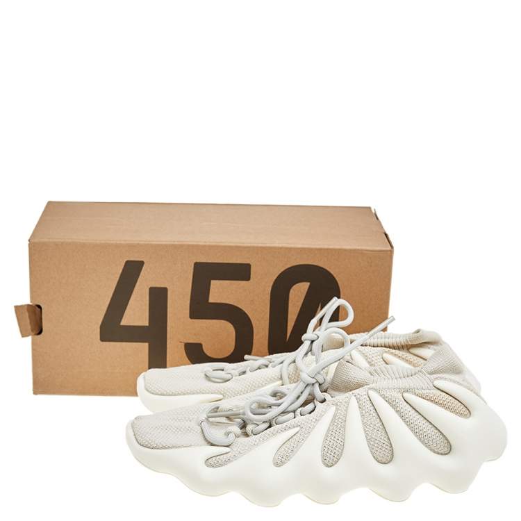 Pre Owned Yeezy x Adidas Off-White Knit Fabric 450 Cloud White Sneakers Size 42
