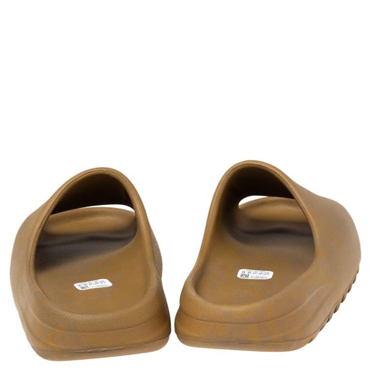 Pre Owned Yezzy X Adiddas Brown Rubber Pure Slides Size 44.5 