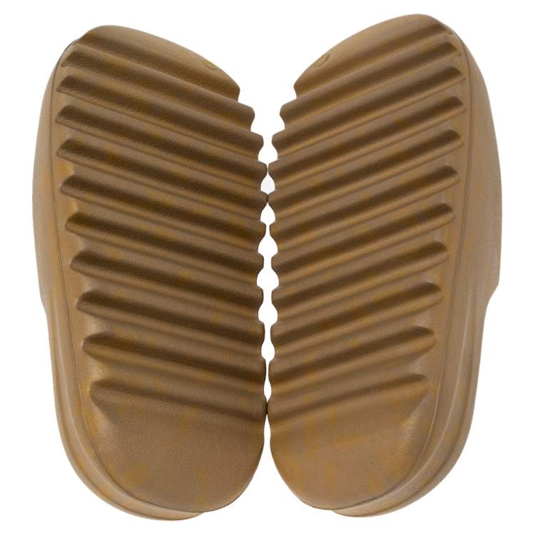 Pre Owned Yezzy X Adiddas Brown Rubber Pure Slides Size 44.5 
