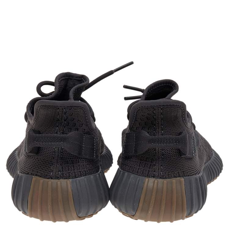 Pre Owned Yeezy x Adidas Black Knit Fabric Boost 350 V2 Black Cinder Low Top Sneakers Size 42 2/3