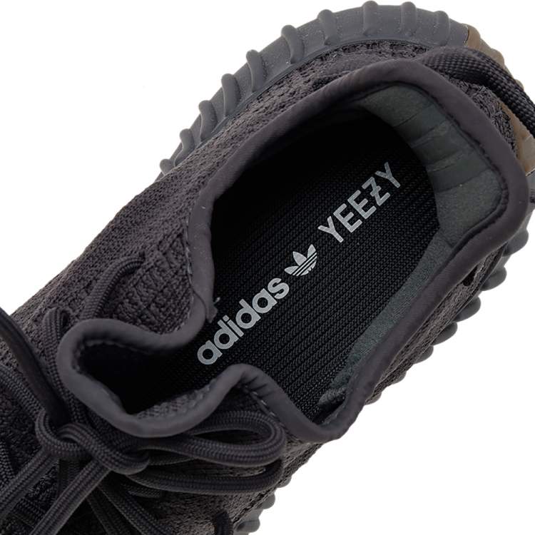 Pre Owned Yeezy x Adidas Black Knit Fabric Boost 350 V2 Black Cinder Low Top Sneakers Size 42 2/3