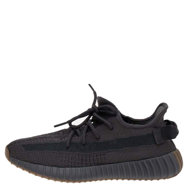 Pre Owned Yeezy x Adidas Black Knit Fabric Boost 350 V2 Black Cinder Low Top Sneakers Size 42 2/3