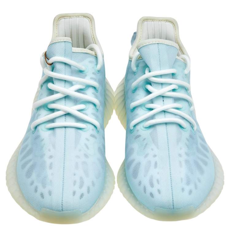 Pre Owned Yeezy x Adidas Blue Mesh 350 V2 Mono Ice Sneakers Size 38