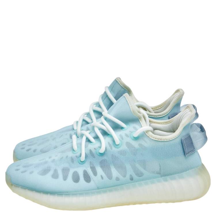 Pre Owned Yeezy x Adidas Blue Mesh 350 V2 Mono Ice Sneakers Size 38
