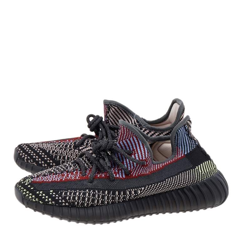 Pre Owned Yeezy x Adidas Multicolor Knit Fabric Boost 350 V2 Low Top Sneakers Size 40 2/3