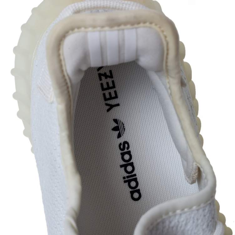 Pre Owned Yeezy x Adidas 350 V2 White Knit Fabric Lace Up Sneakers Size 46