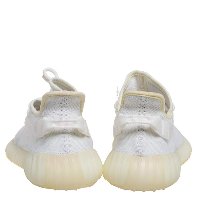 Pre Owned Yeezy x Adidas 350 V2 White Knit Fabric Lace Up Sneakers Size 46