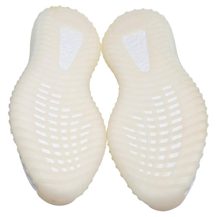 Pre Owned Yeezy x Adidas 350 V2 White Knit Fabric Lace Up Sneakers Size 46