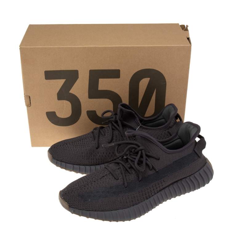 مملوكة مسبقًا Yeezy x Adidas Black Knit Fabric Boost 350 V2 Sneakers Size 46 