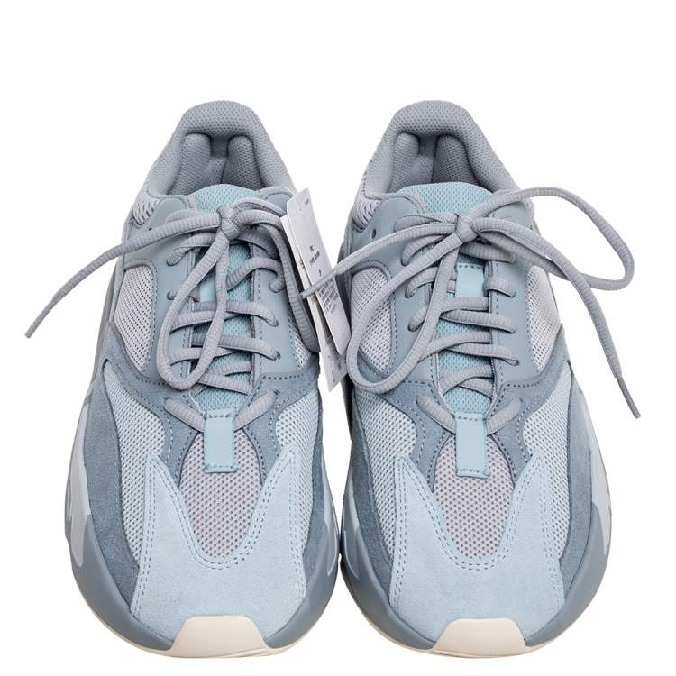 Pre Owned Yeezy x Adidas Grey/Blue Leather And Suede Boost 700 Inertia Sneakers Size 41 1/3