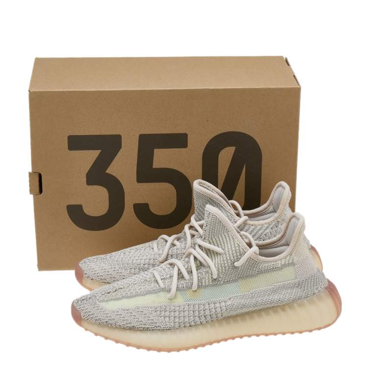 Pre Owned Yeezy x adidas Multicolor Knit Fabric Boost 350 V2 Citrin Sneakers Size 42