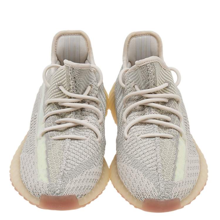 Pre Owned Yeezy x adidas Multicolor Knit Fabric Boost 350 V2 Citrin Sneakers Size 42
