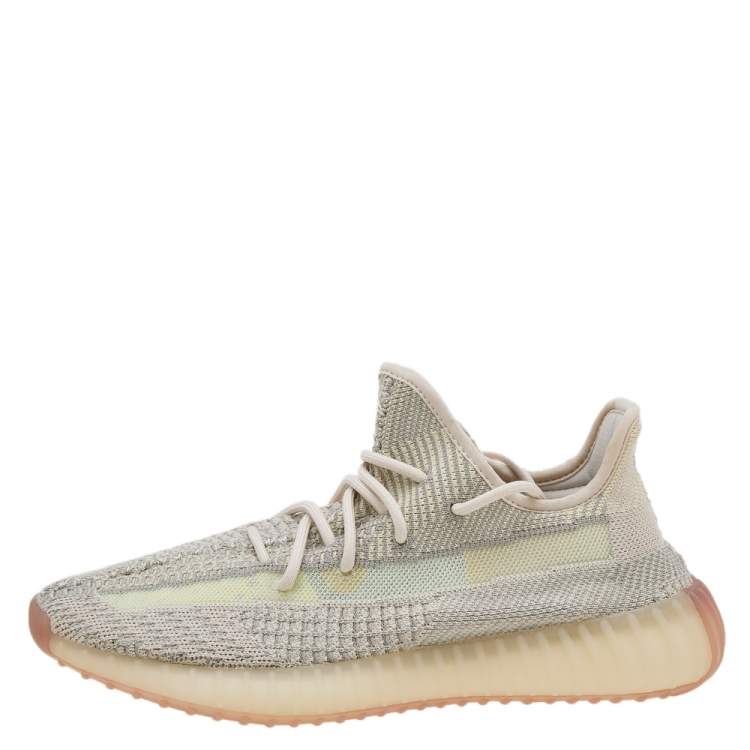 Pre Owned Yeezy x adidas Multicolor Knit Fabric Boost 350 V2 Citrin Sneakers Size 42