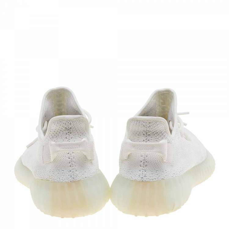 Pre Owned Yeezy x Adidas White Knit Fabric Boost 350 V2 Triple White Sneakers Size 43 1/3