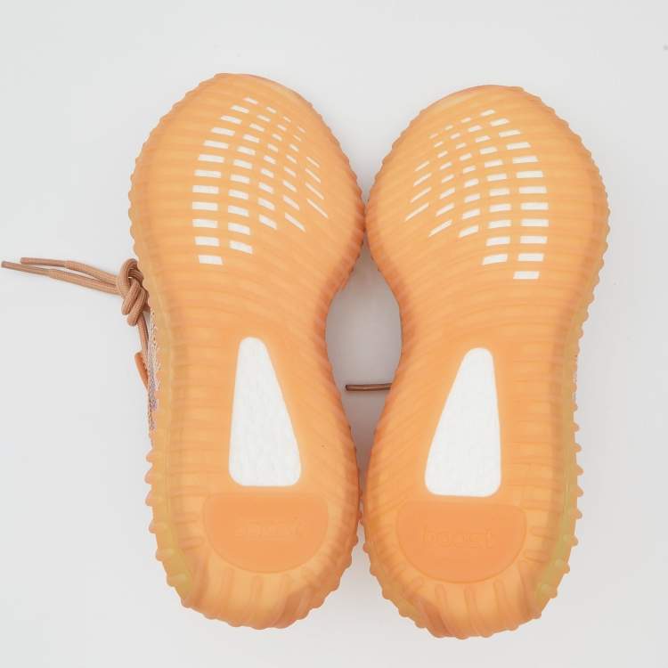 Pre Owned Yeezy x Adidas Brown Knit Fabric Boost 350 V2 Clay Sneakers Size 41 1/3