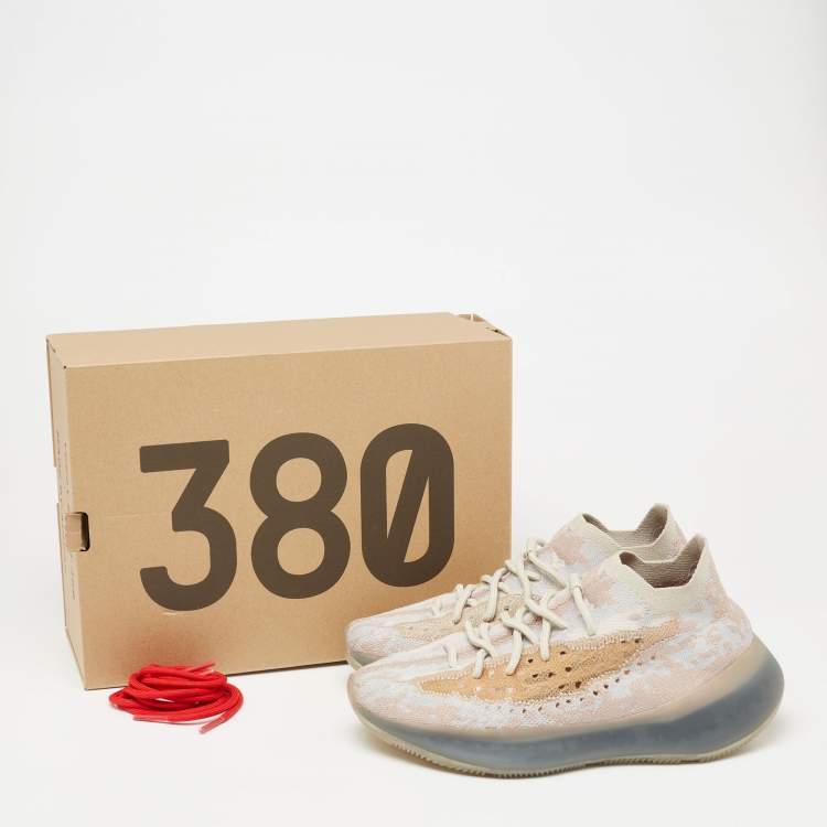 Pre Owned Yeezy x Adidas Grey/Beige Knit Fabric Boost 380 Mist Sneakers Size 42 2/3