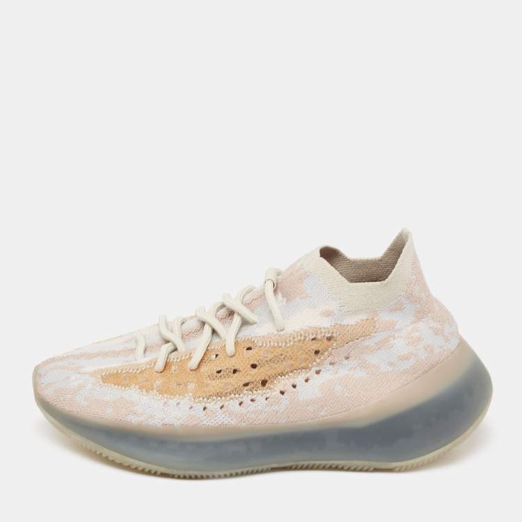 Pre Owned Yeezy x Adidas Grey/Beige Knit Fabric Boost 380 Mist Sneakers Size 42 2/3