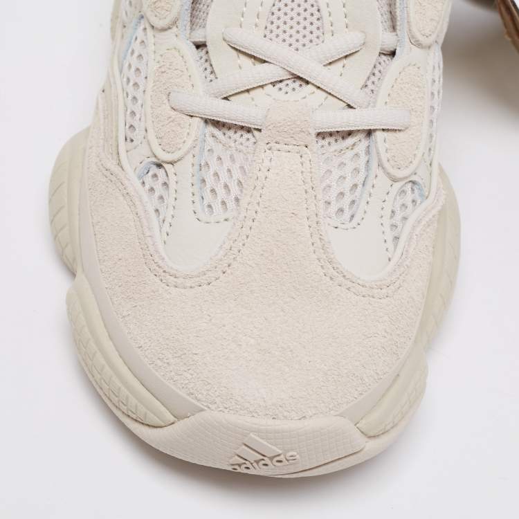 Pre Owned Yeezy x Adidas Blush White Suede And Mesh Yeezy 500 Lace Up Sneakers Size 38