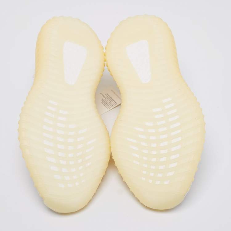 Pre Owned Yeezy x Adidas 350 V2 Cream/White Knit Fabric Sneakers Size 39.5