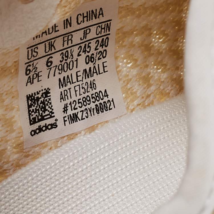 Pre Owned Yeezy x Adidas 350 V2 Cream/White Knit Fabric Sneakers Size 39.5