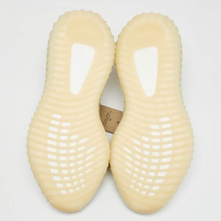Pre Owned Yeezy x Adidas White Knit Fabric Boost 350 V2 Light Lace Up Sneakers Size 42