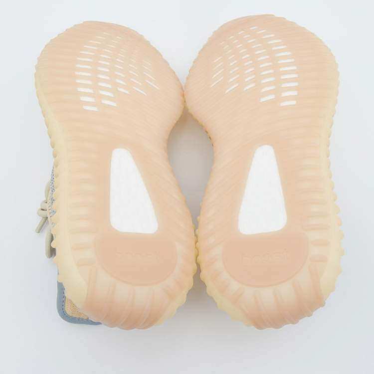 Pre Owned Yeezy x Adidas Beige Knit Fabric Boost 350 V2 Linen Low Top Sneakers Size 39 1/3 