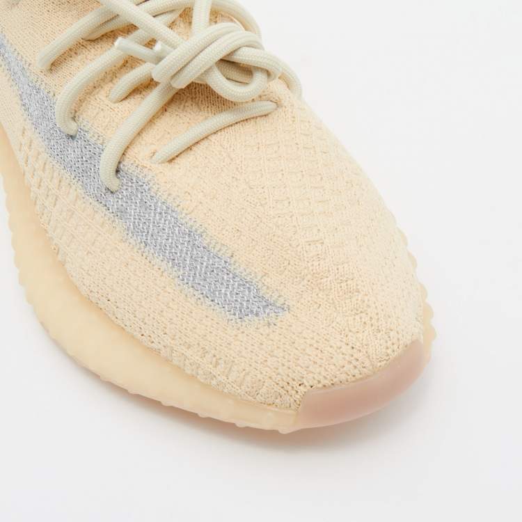 Pre Owned Yeezy x Adidas Beige Knit Fabric Boost 350 V2 Linen Low Top Sneakers Size 39 1/3 
