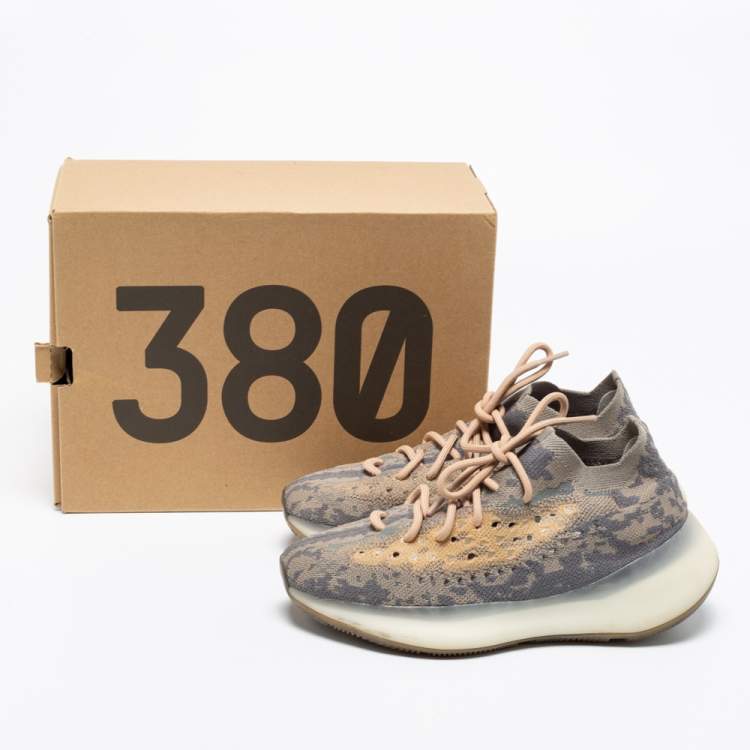 Pre Owned Yeezy x Adidas Beige Knit Fabric Yeezy Boost 380 Mist Sneakers Size 40