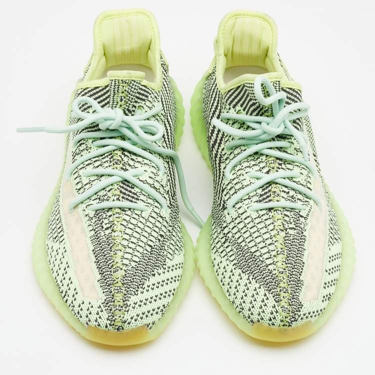 Pre Owned Yeezy x Adidas Neon Yellow Knit Fabric Yezreel Non-Reflective Boost 350 V2 Sneakers Size 44 2/3