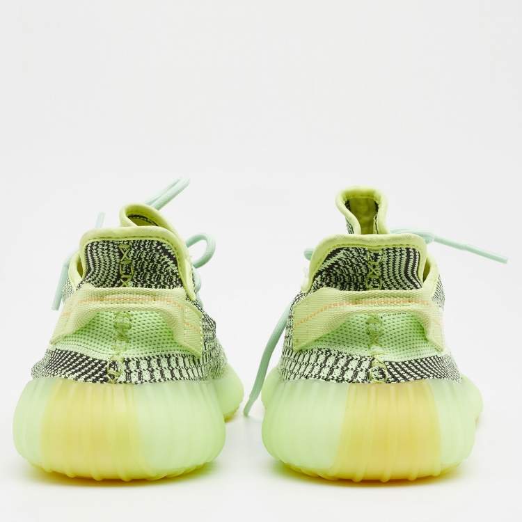 Pre Owned Yeezy x Adidas Neon Yellow Knit Fabric Yezreel Non-Reflective Boost 350 V2 Sneakers Size 44 2/3