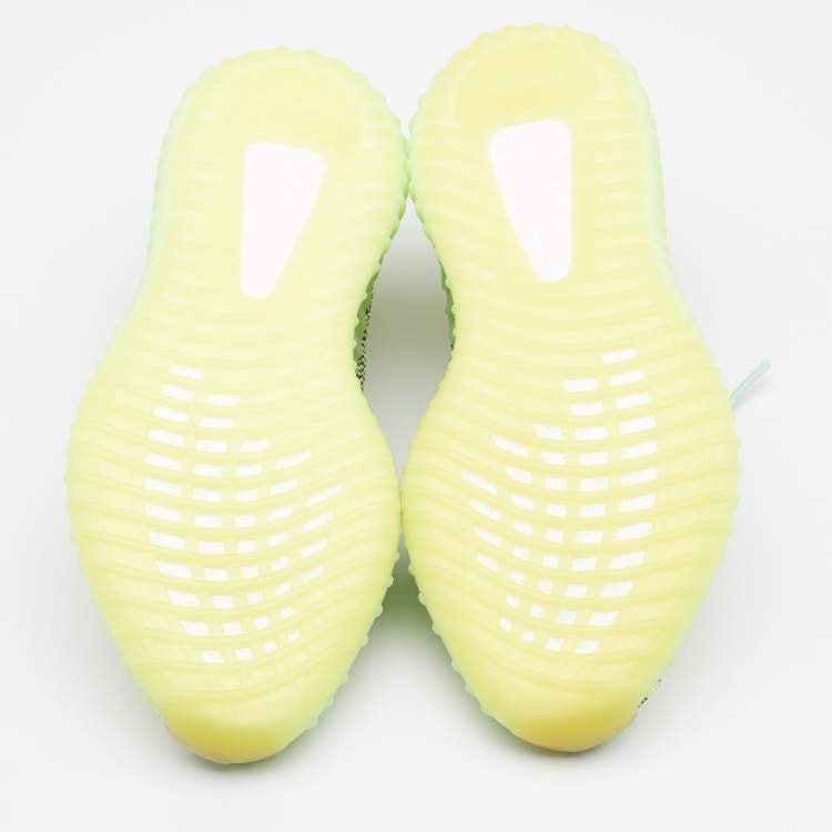 Pre Owned Yeezy x Adidas Neon Yellow Knit Fabric Yezreel Non-Reflective Boost 350 V2 Sneakers Size 44 2/3
