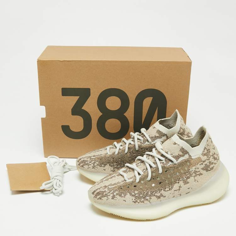 Pre Owned Yeezy x Adidas Beige/Brown Knit Fabric Yeezy Boost 380 Pyrite Sneakers Size 41 1/3