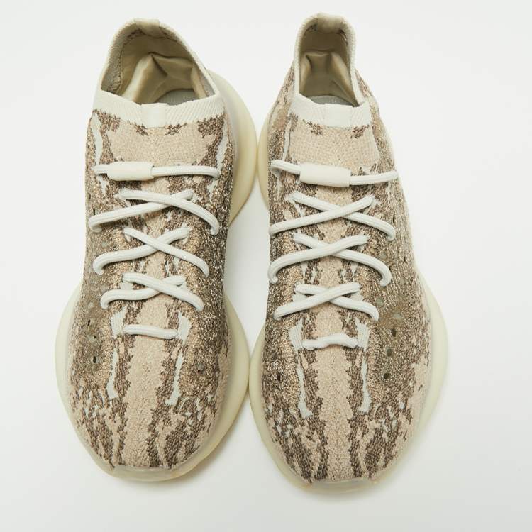 Pre Owned Yeezy x Adidas Beige/Brown Knit Fabric Yeezy Boost 380 Pyrite Sneakers Size 41 1/3