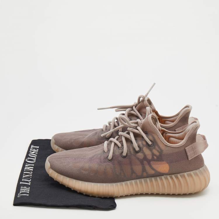 Pre Owned Yeezy x Adidas Beige Mesh Boost 350 V2 Mono Mist Low Top Sneakers Size 43 1/3