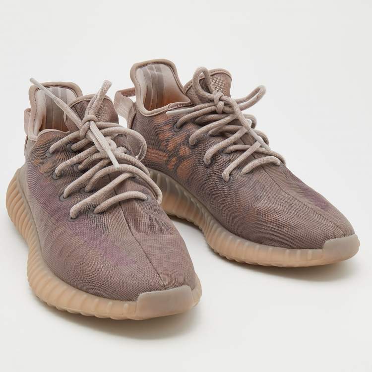 Pre Owned Yeezy x Adidas Beige Mesh Boost 350 V2 Mono Mist Low Top Sneakers Size 43 1/3